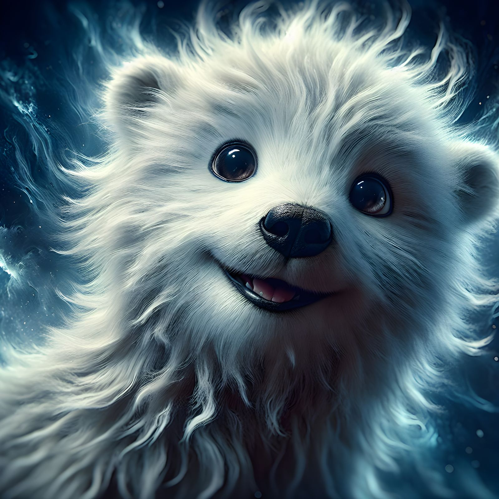 Cinematic Polar Bear Cub in Maximalist Digital Matte Paintin...