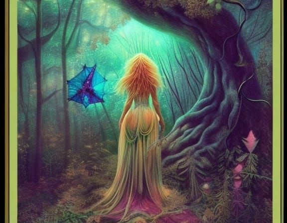 Ethereal Mycelium Goddess in Whimsical Forest Realm