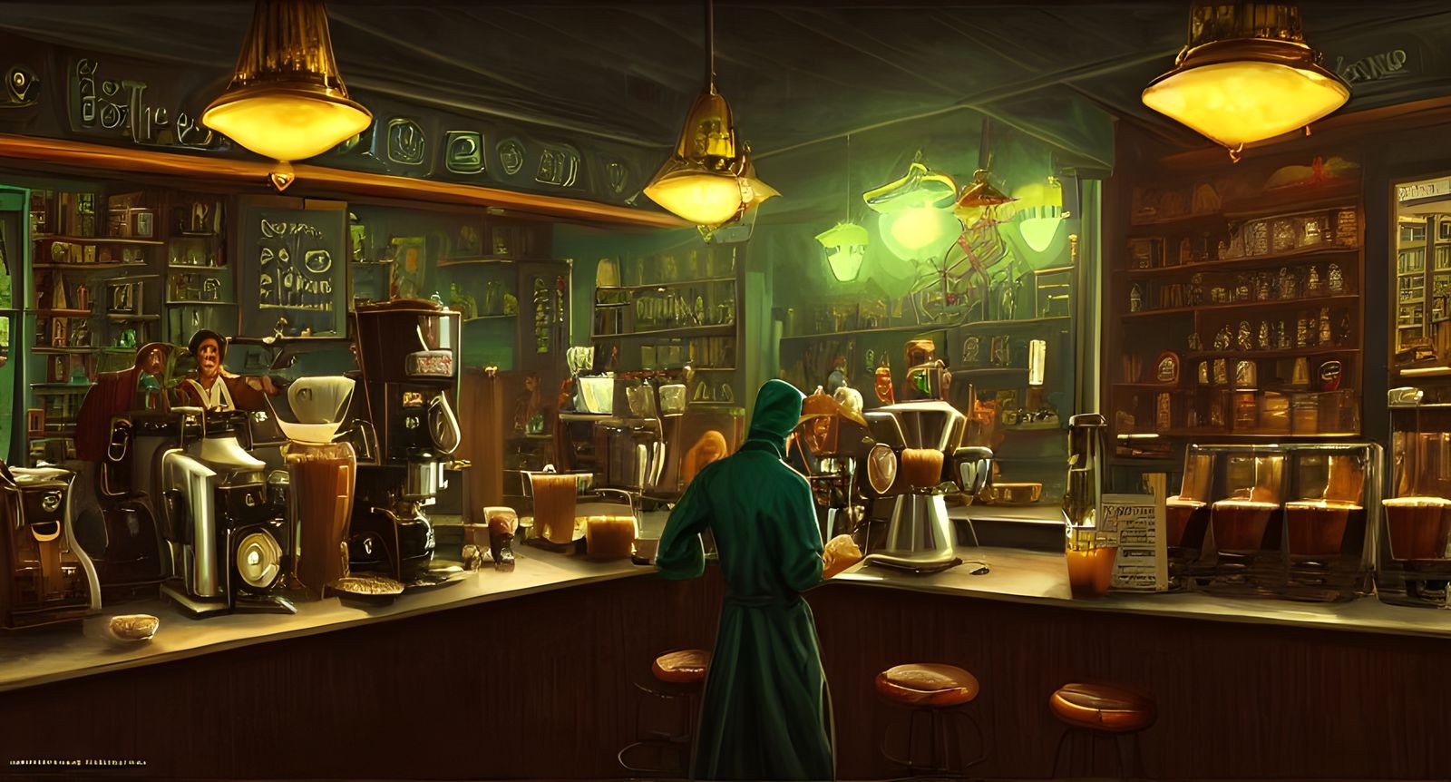 Lovecraftian Coffee House in Eerie Detail
