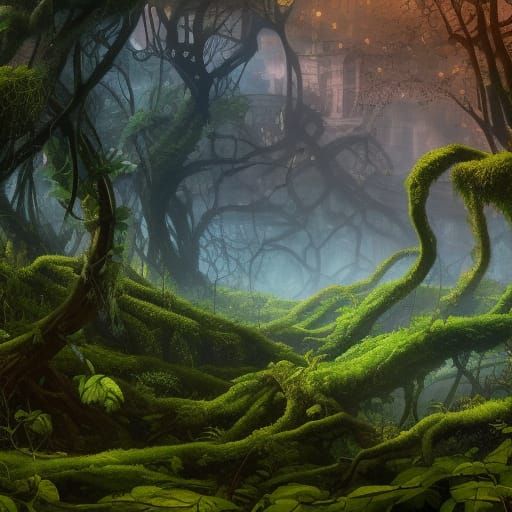 Fantastical Cityscape Buried by Nature's Fury