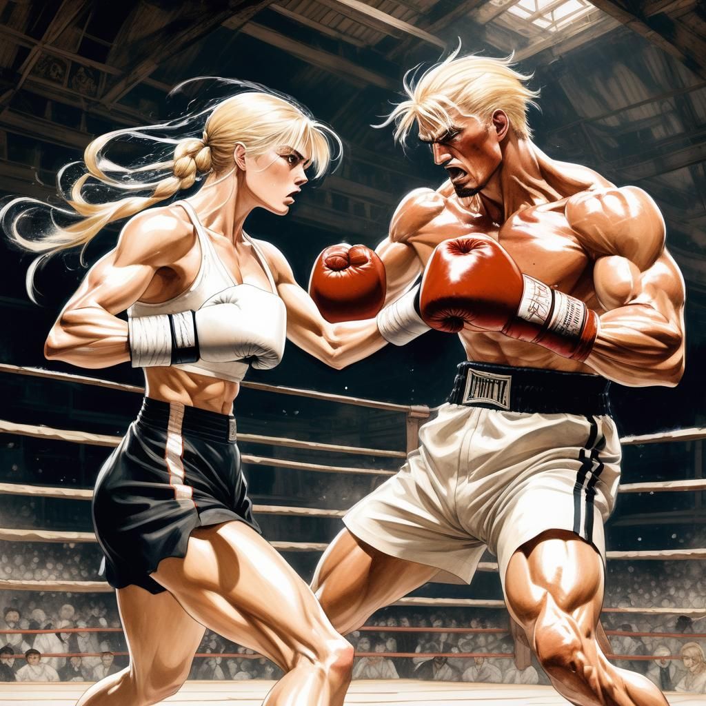 Vintage Boxing Champions in Intense Manga-Inspired Action