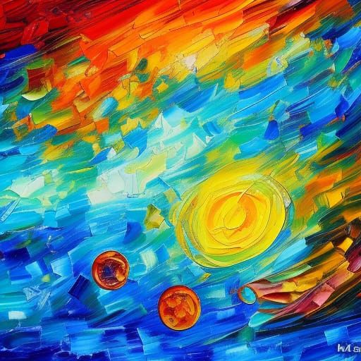Stars and Planets in Expressionist Oil Painting
