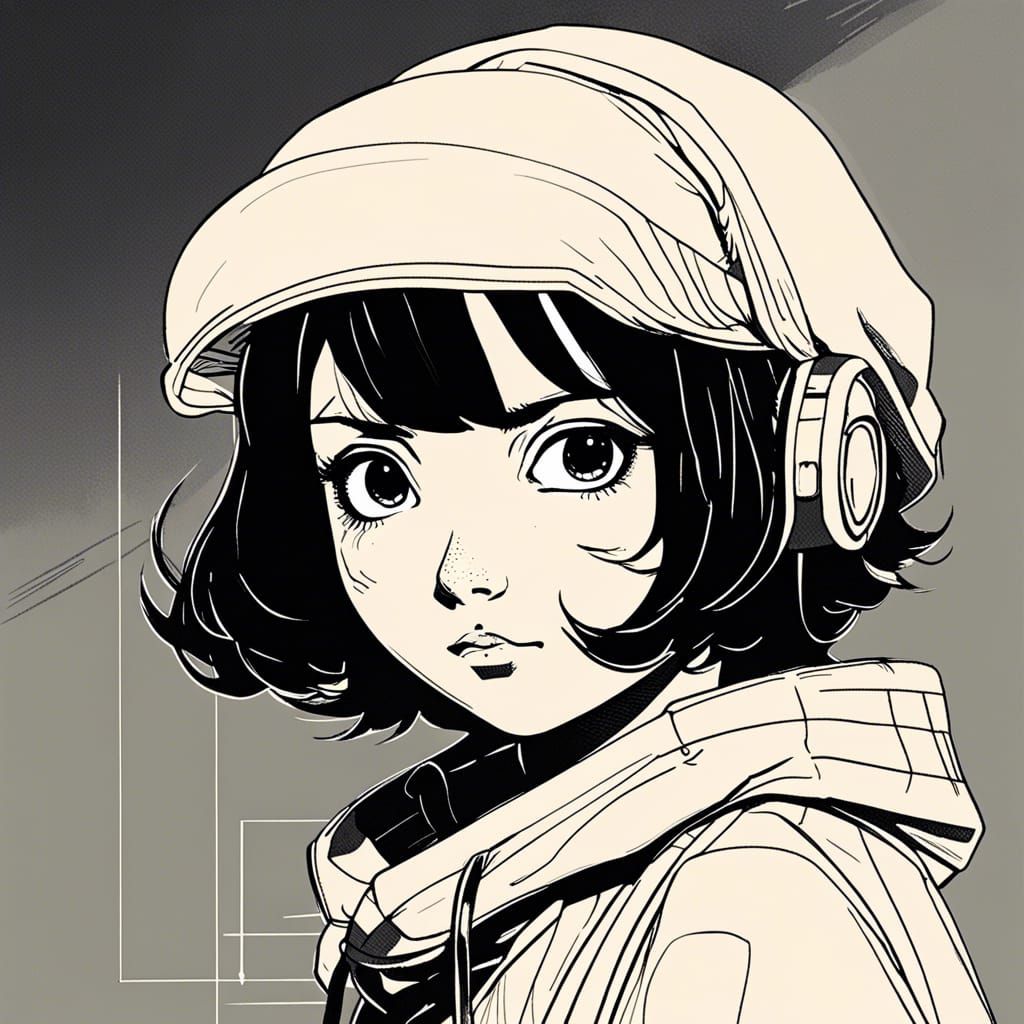 Mystical Irish Goddess of War in Bold Linework Style