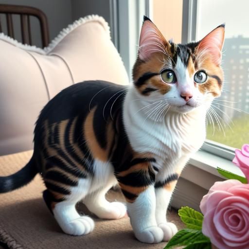 Whimsical Calico Cat Steals Animal Cracker