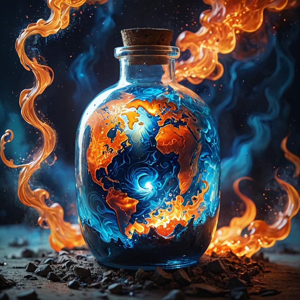 Ethereal Fantasy: Flames in a Glass Bottle