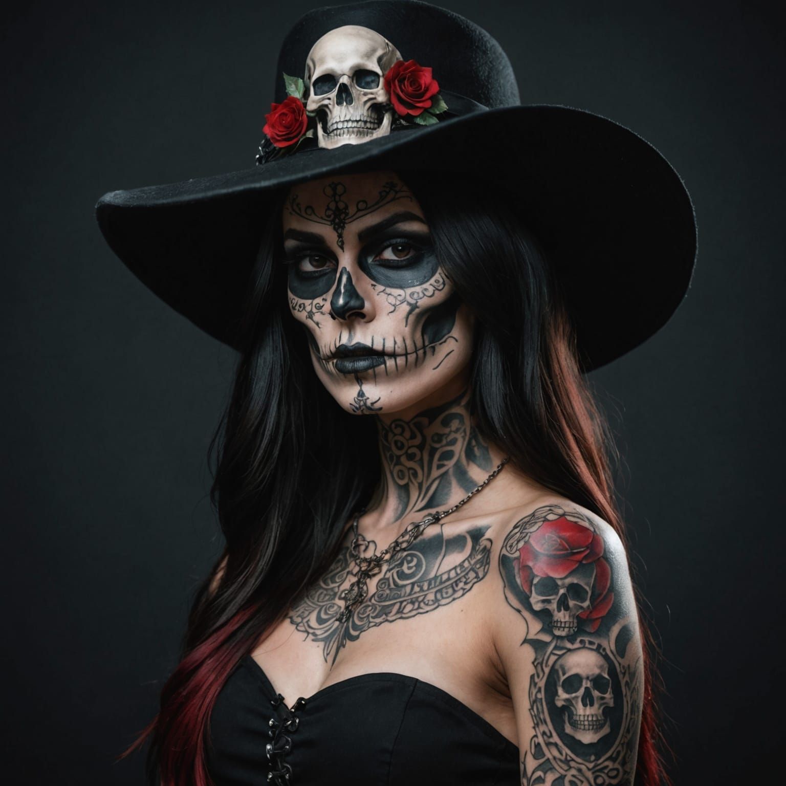 Female Hyper Enemy Character with Skeleton Tattooed Face