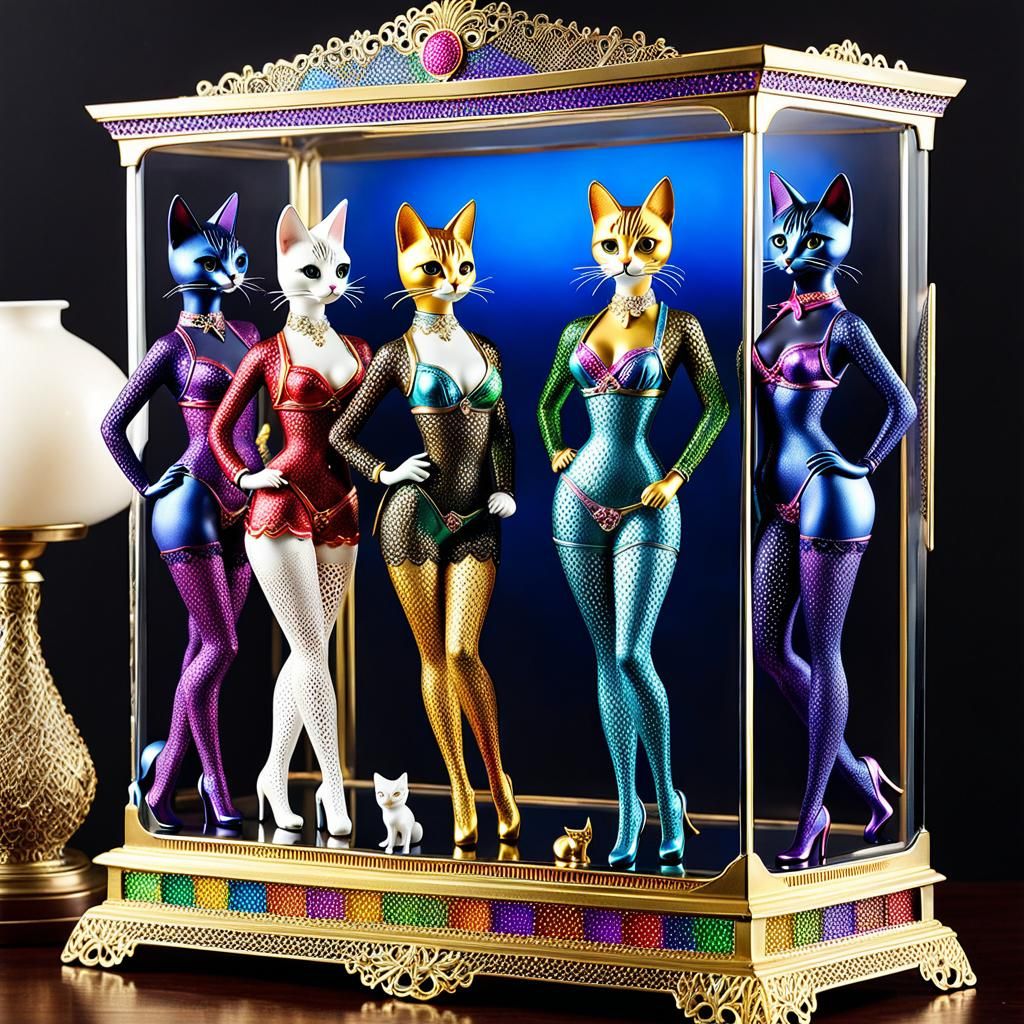 Whimsical Cat Girls Adorn Luxury Drawing Room