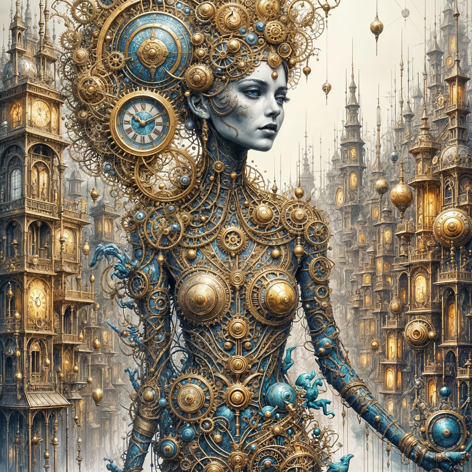 Steampunk Wayang Figure in Clockwork City