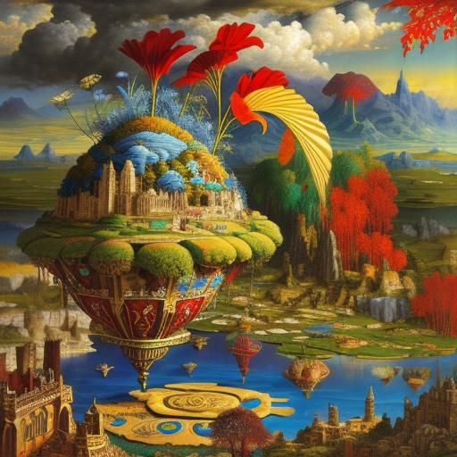 Epic Whimsical Landscape as Oil Painting Masterpiece