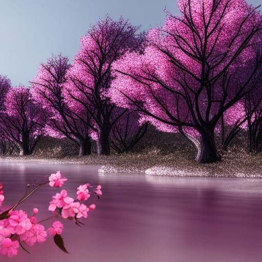 Fantastical Cherry Blossom Trees in Deep Color
