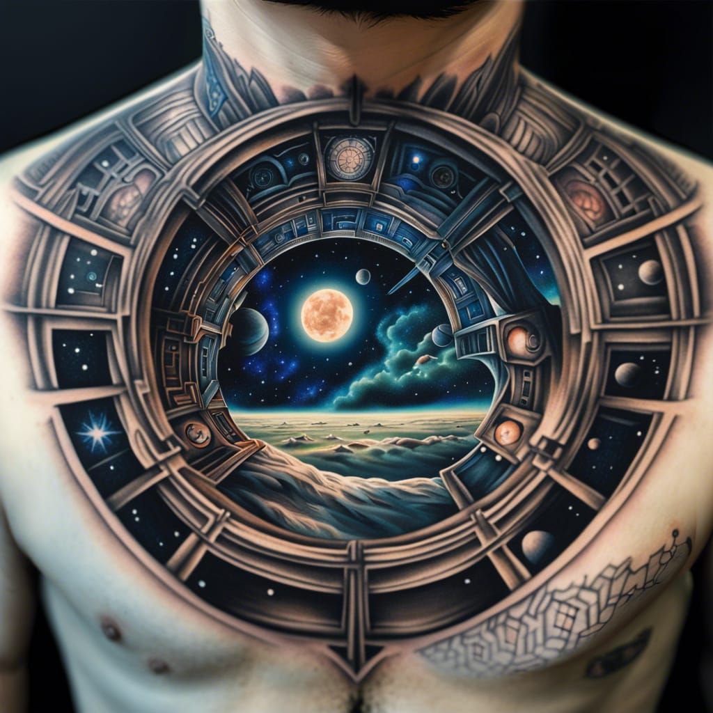 Space window tattoo