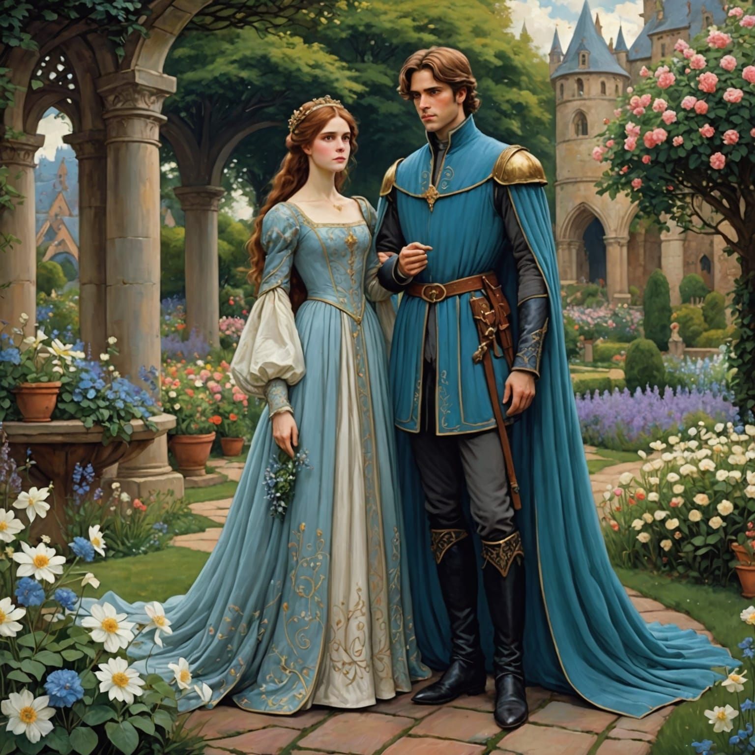 Medieval Princess in a Glaucous Garden