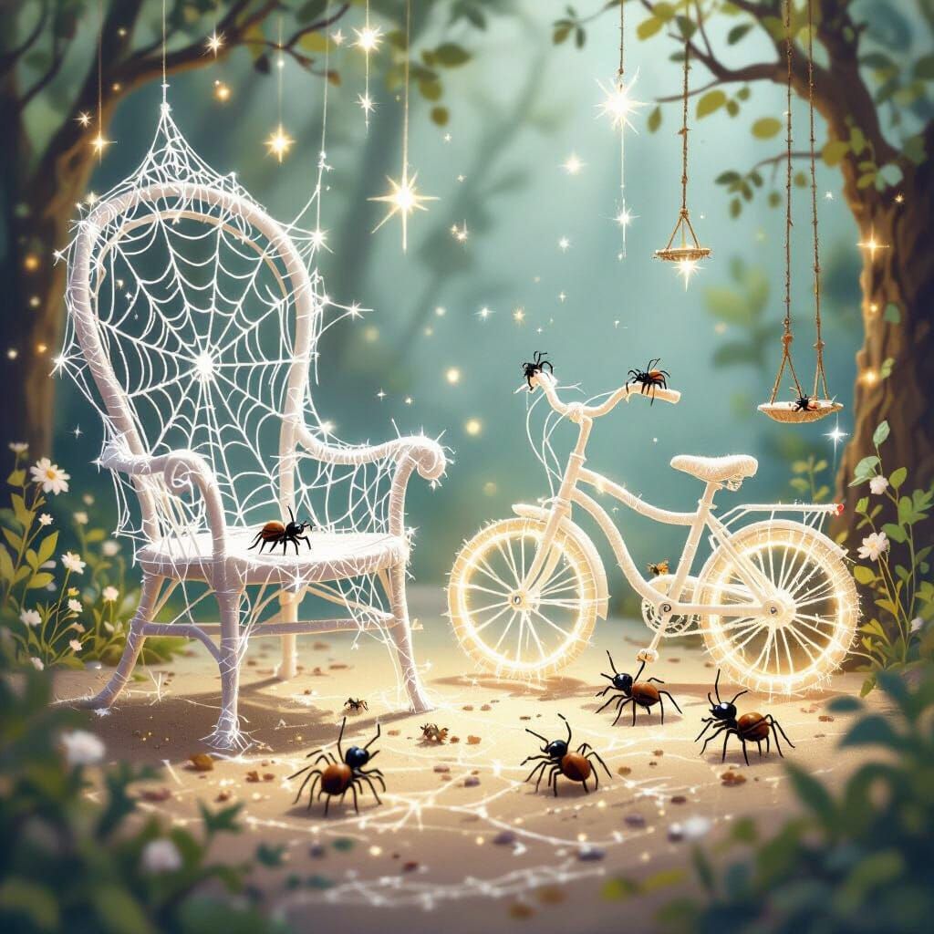 Magical Spiderweb Objects in Ethereal Light