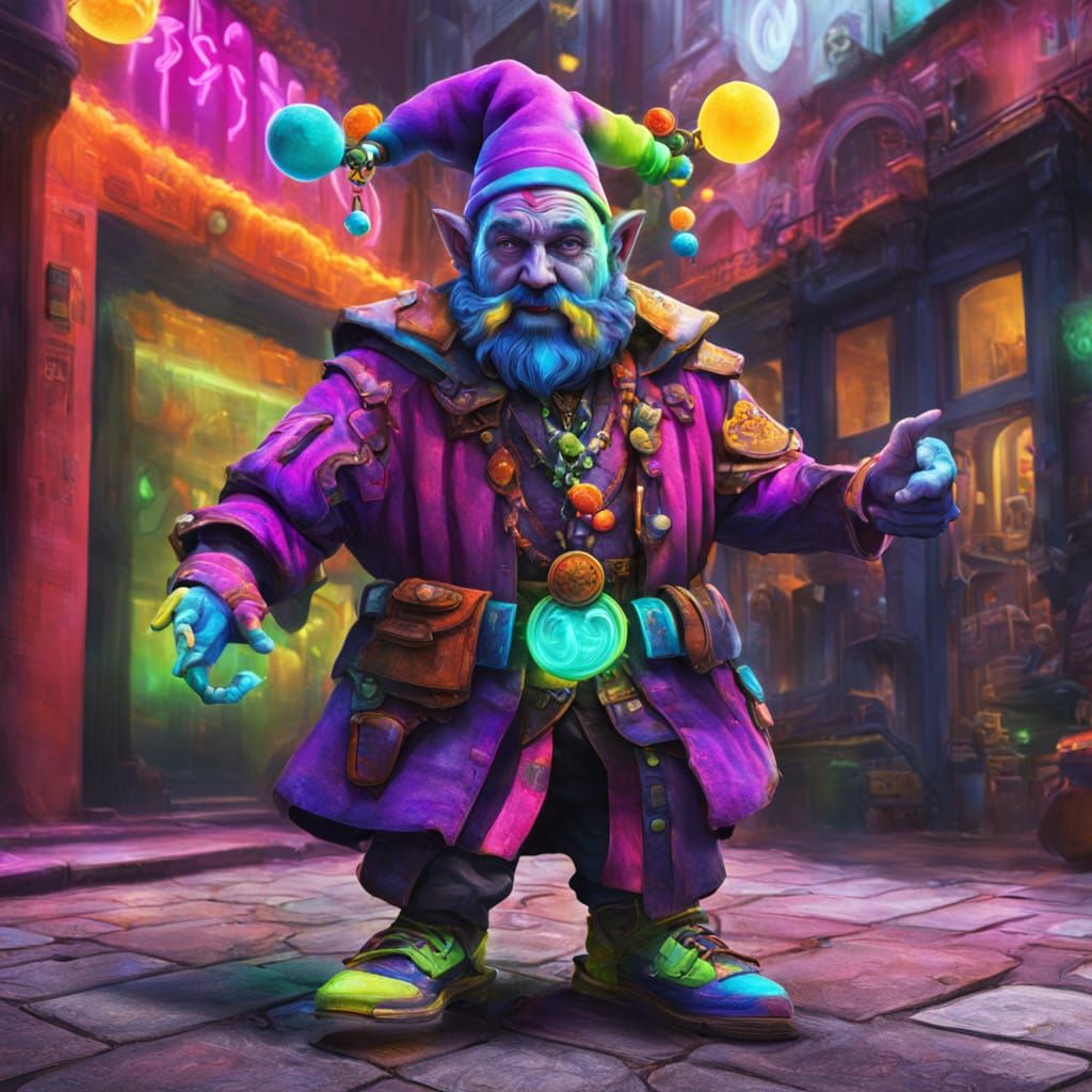 Glowing Dwarf Jester of Urban Nights