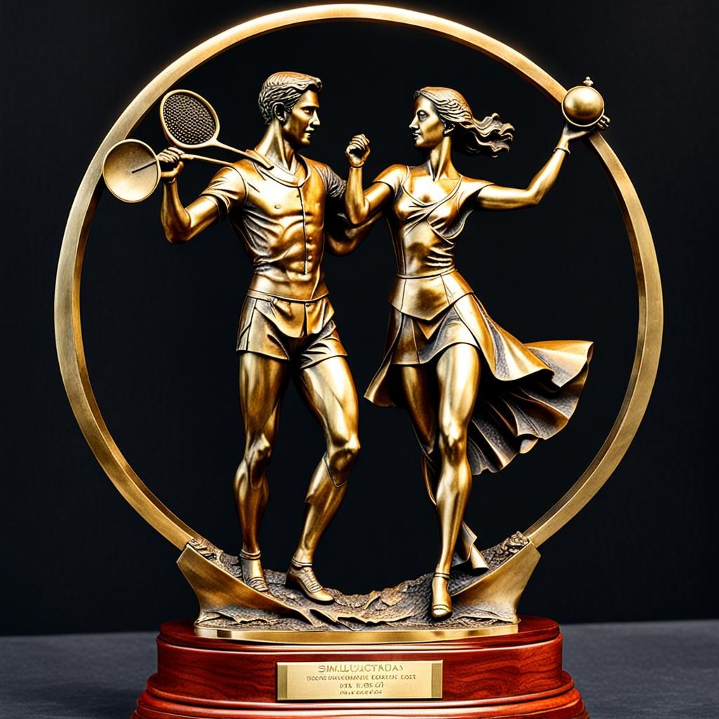 Bronze Symbolic Couple Sculpture in a Clockwork Trophy