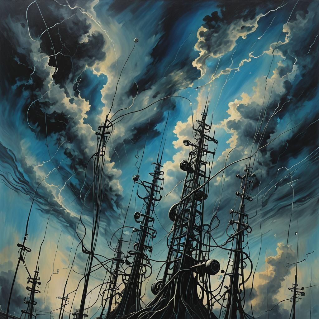 Distorted Signals in a Dark, Surreal Landscape