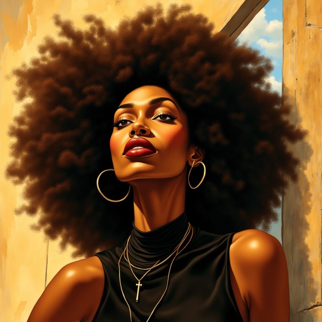 Radiant Portrait of Confident Woman in Painterly Style