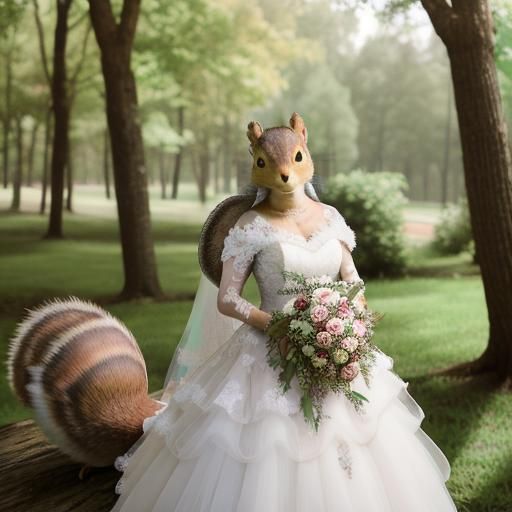 Squirrel Sneaks into a Golden Sunlit Wedding Scene