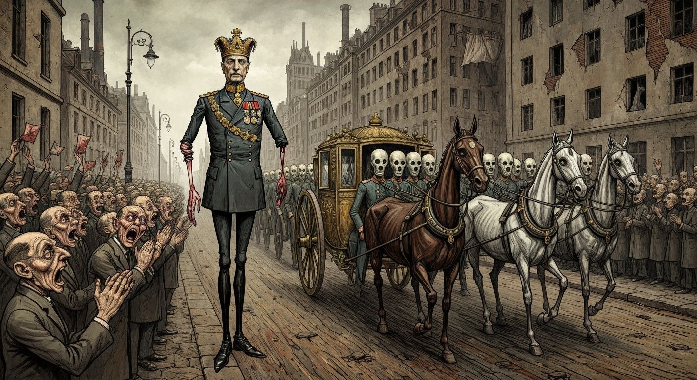 German Expressionist Satire of Kaiser Wilhelm II as Marionet...