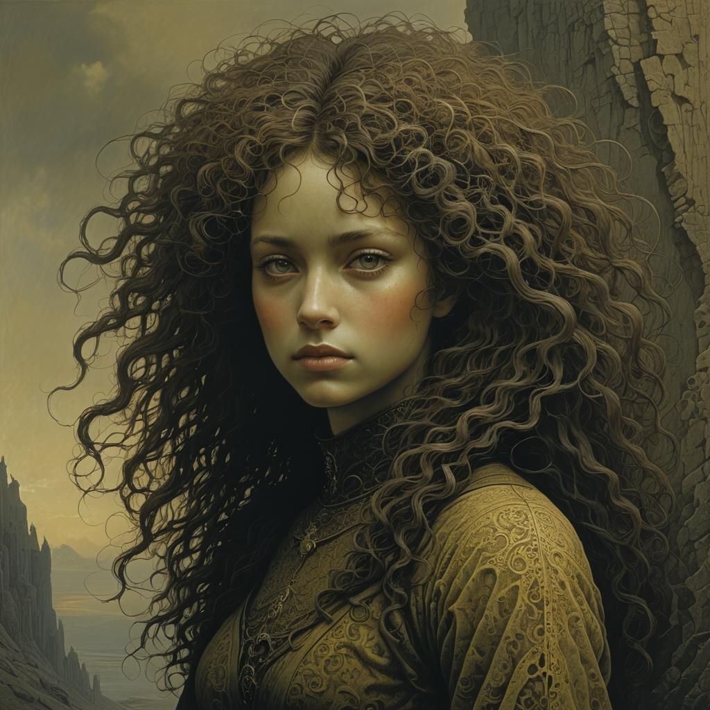 Stylized Portrait of a Mystical Maiden