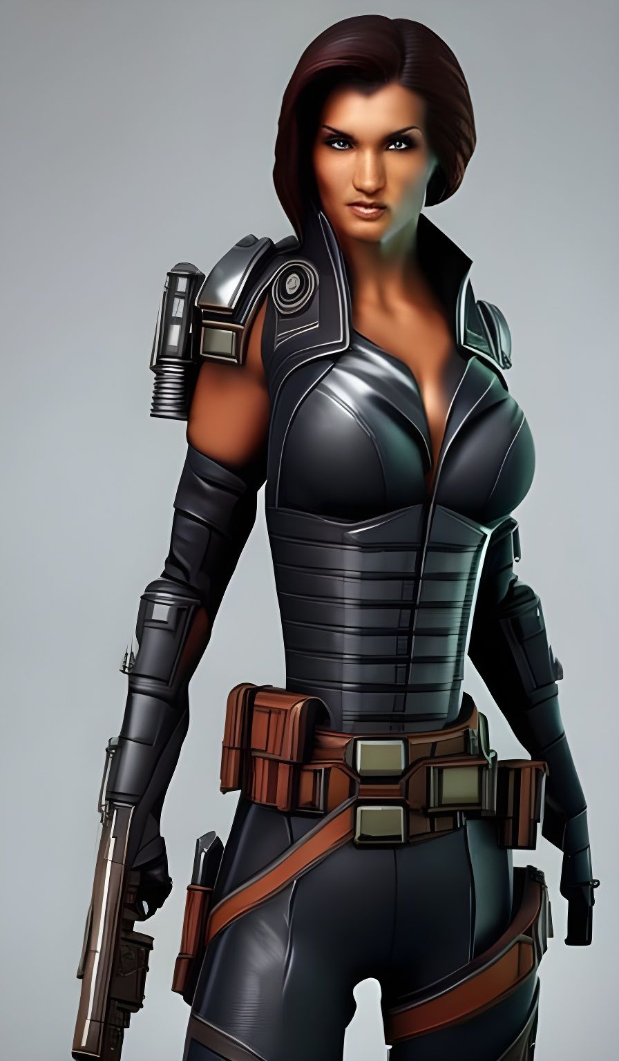 Space Pirate Woman in Futuristic Ruins