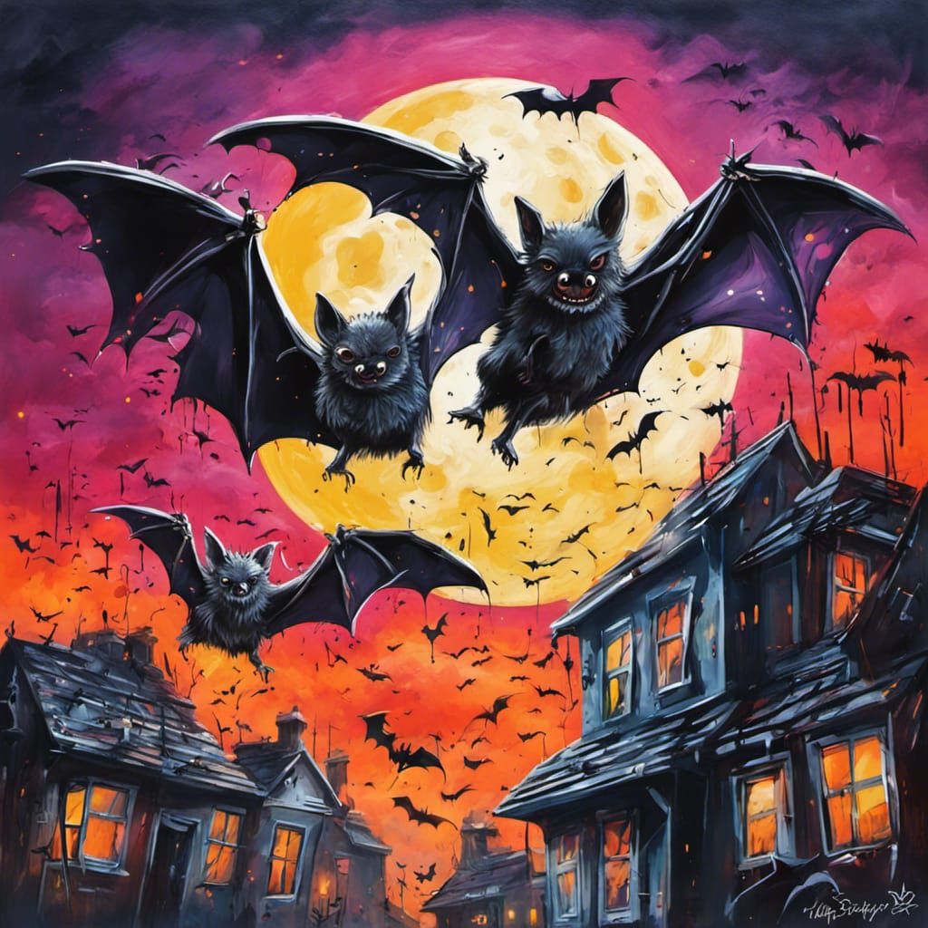 Mysterious Bats Soar Under High Contrast Moonlight