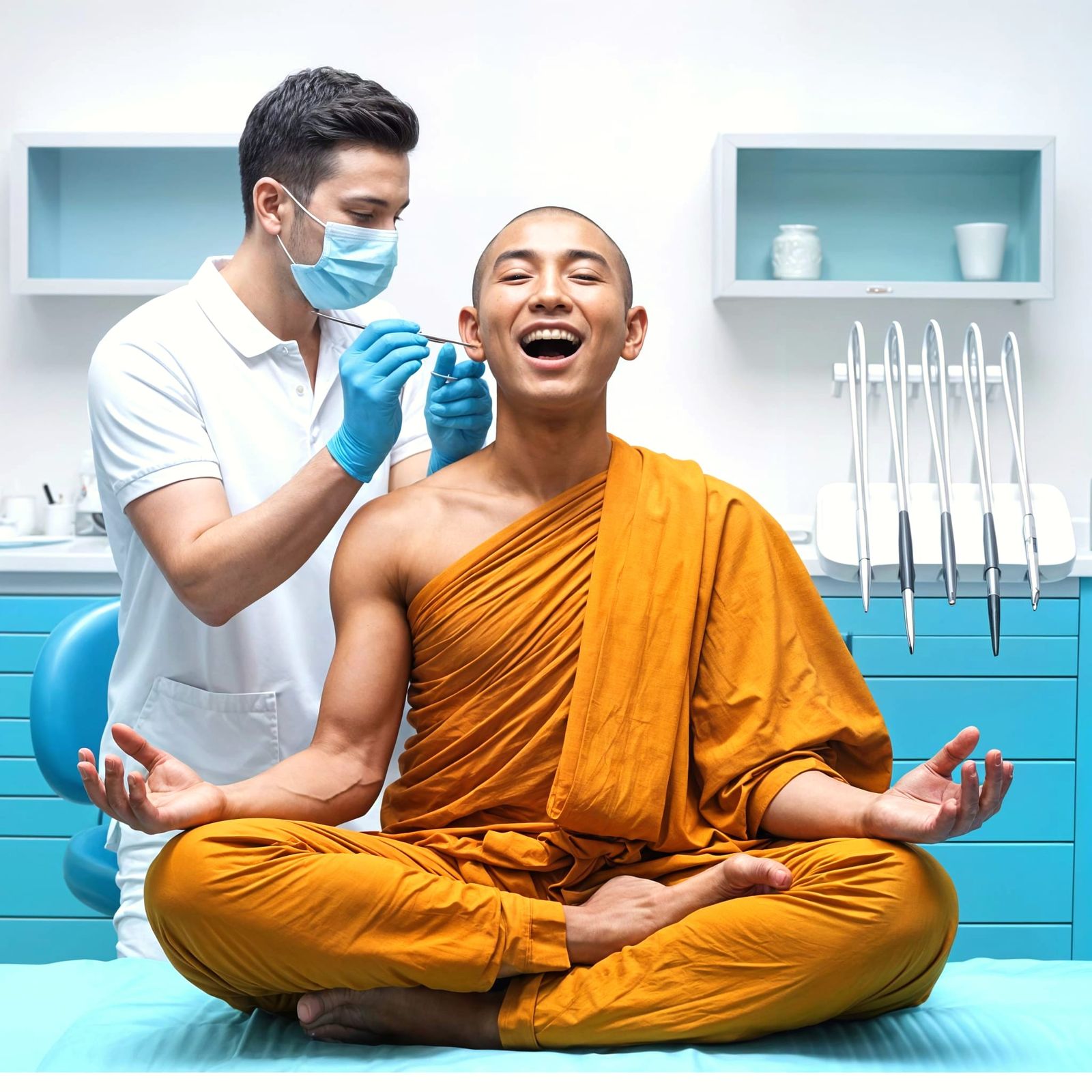 Buddhist Monk Undergoes Modern Dental Care in a State of Tra...