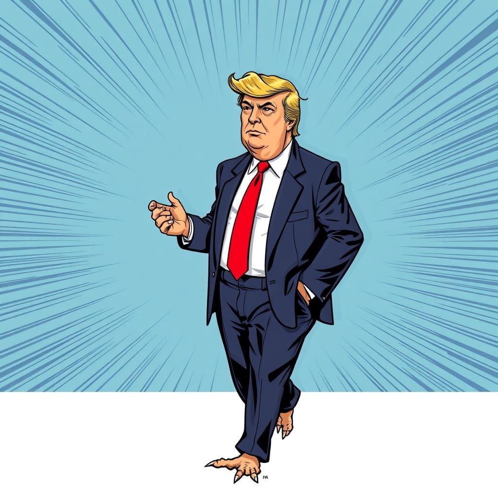 Trump as Chicken in Comic Book Art Style