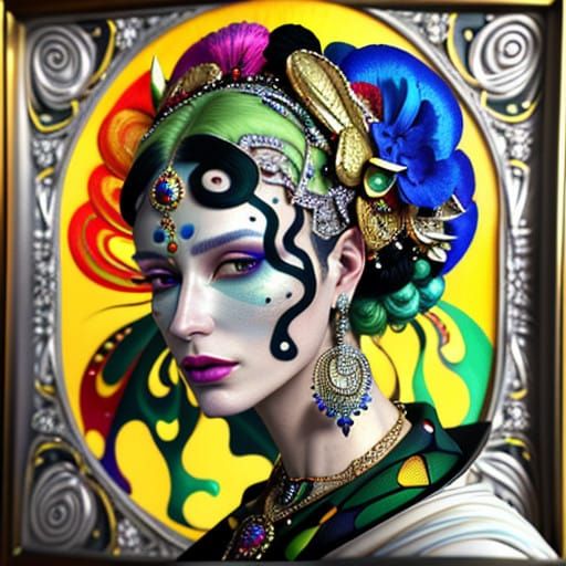 Hyperrealistic Portrait of a Woman in Futuristic Attire