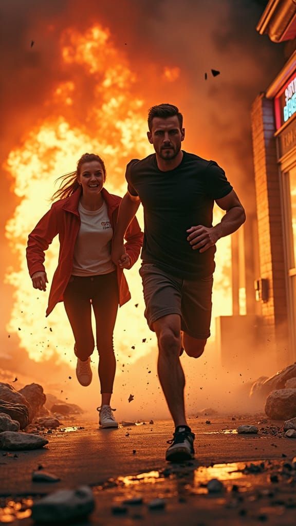 Muscular Hero Charges Out of Burning Bakery Store