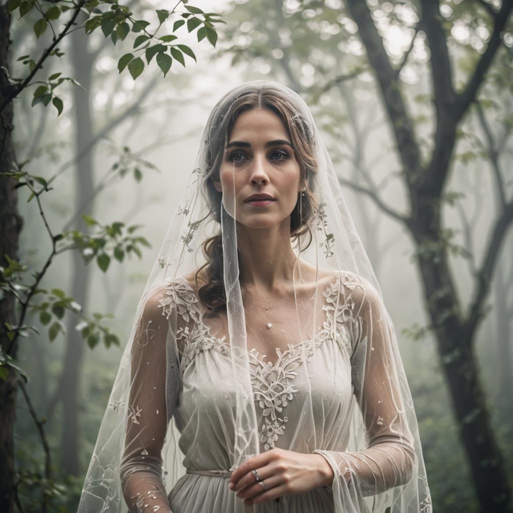 Ethereal Ghost in Misty, High-Key Photography