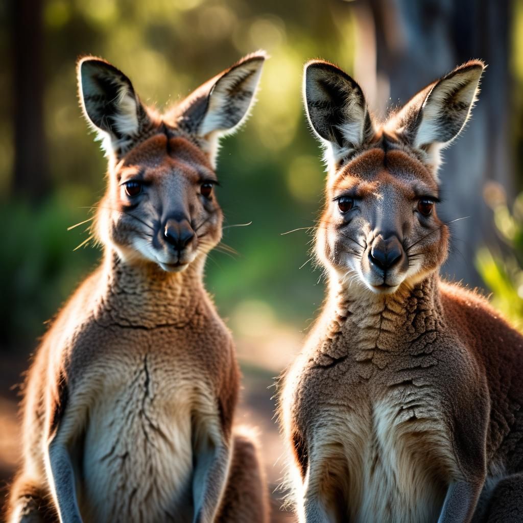 Wildlife Photograph of Kangaroos in Earthy Tones