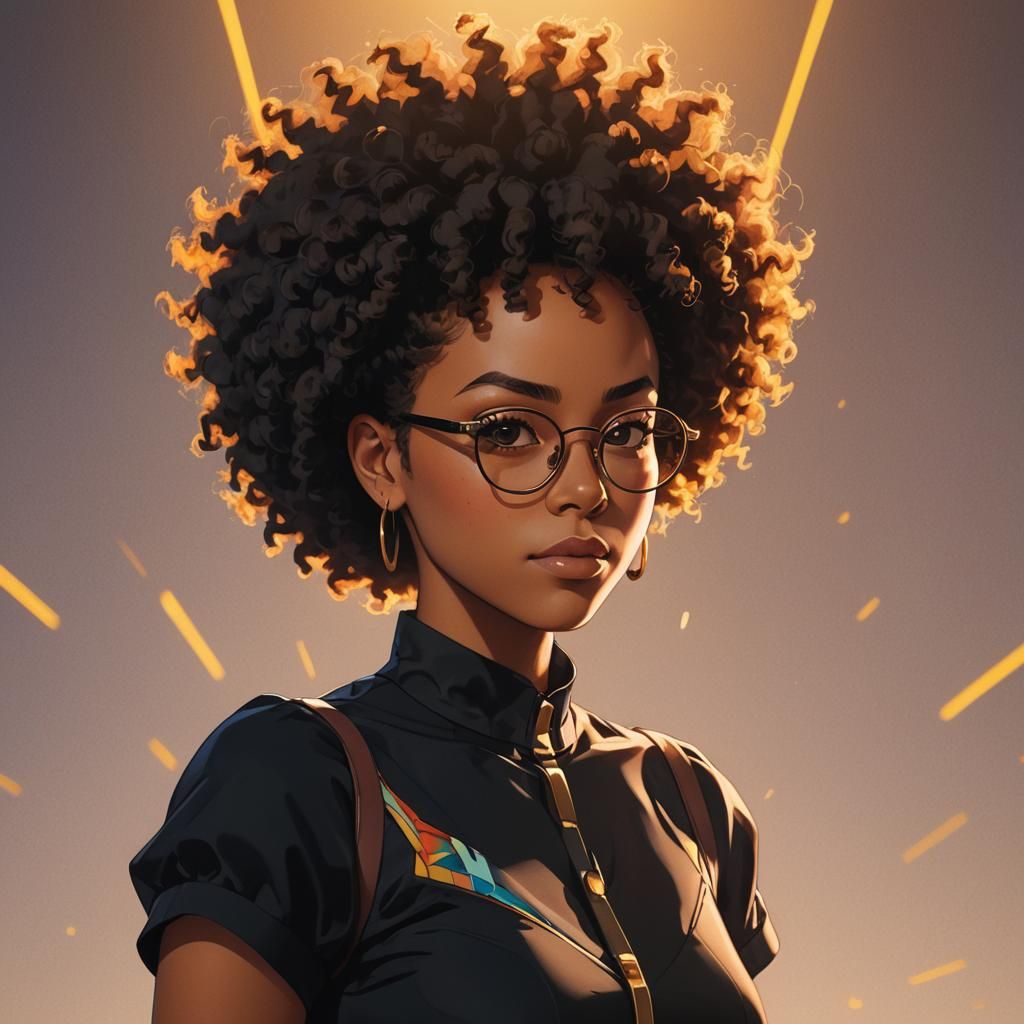 Vibrant Mulatto Teenage Girl in Cel-Shaded Glory