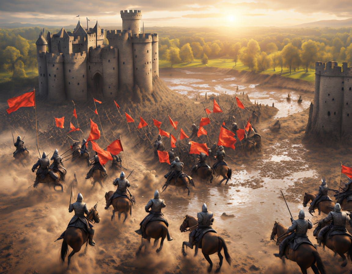 Epic Medieval Battle Scene in Matte Painting Style