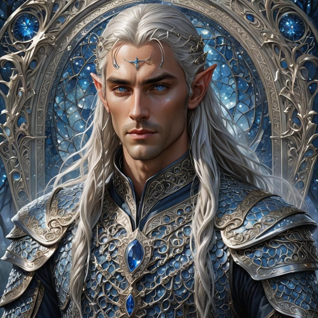 Regal High Elven Warrior in Elven Chain Mail with Ethereal I...