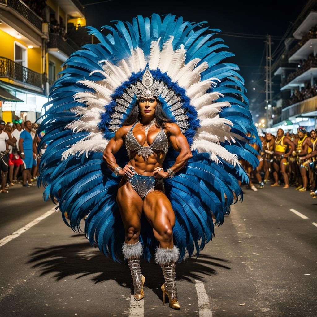 Muscular Baianas Dancer at Rio Carnival Celebration