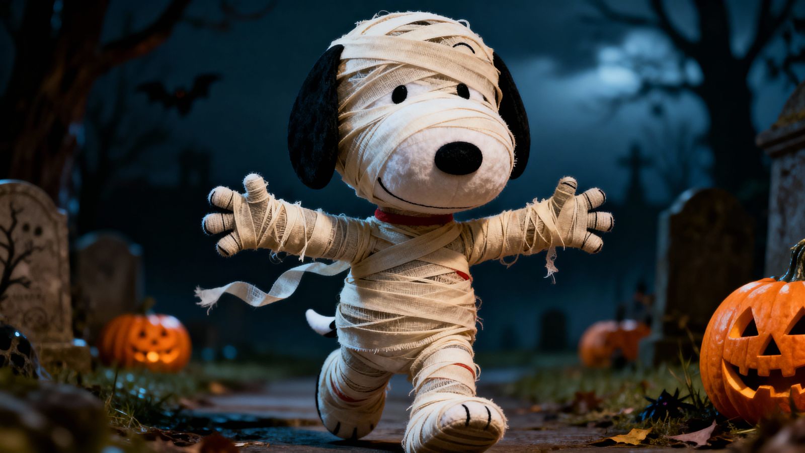 Snoopy Mummy for Halloween in Moody Cinematic Style