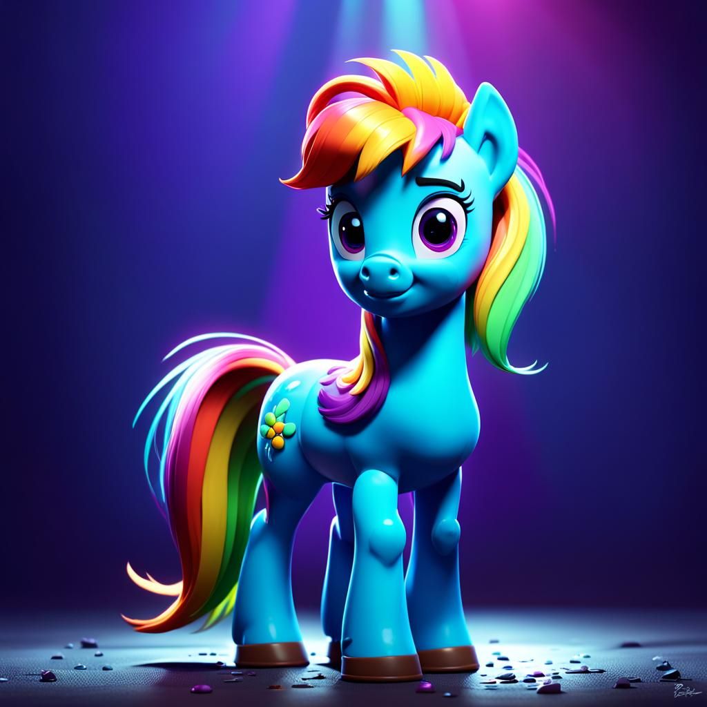 Vibrant Pony Concept Art in 3D Digital Style