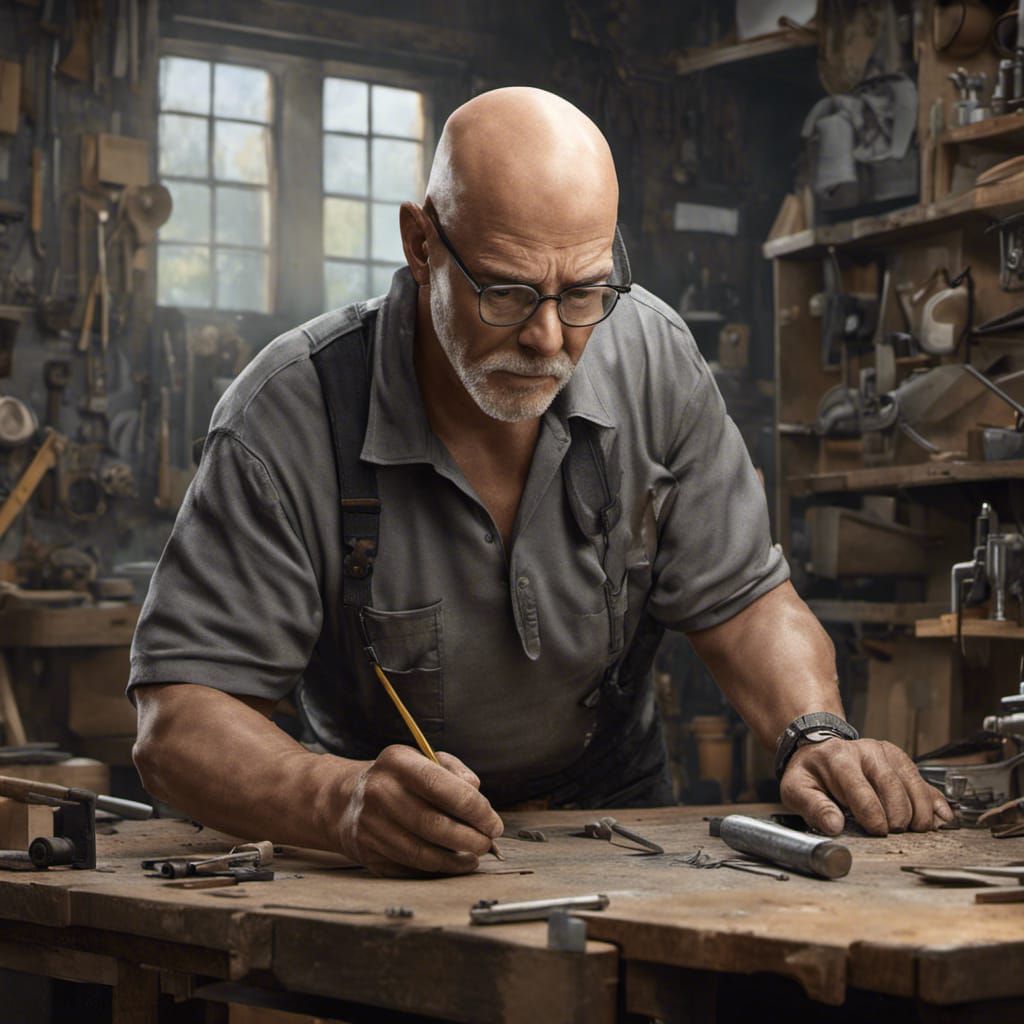 Hyperrealistic Workshop Portrait in Vibrant Colors