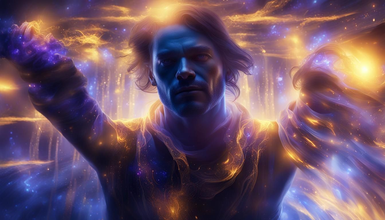 Surreal Entity Emerges into Radiant Human Form