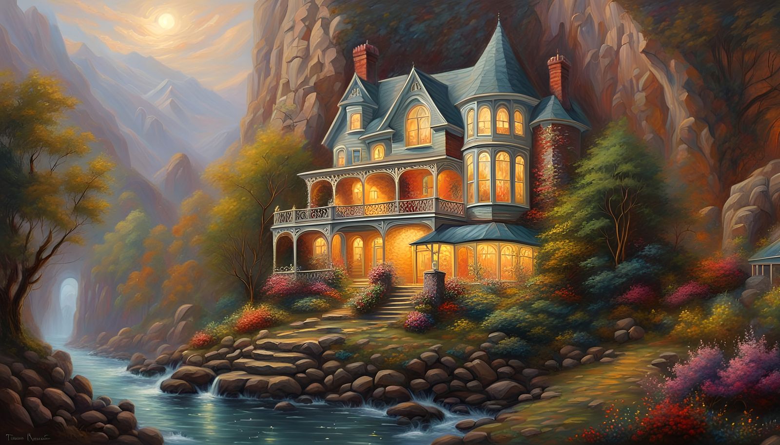 Victorian Mansion on Cliffside Cave