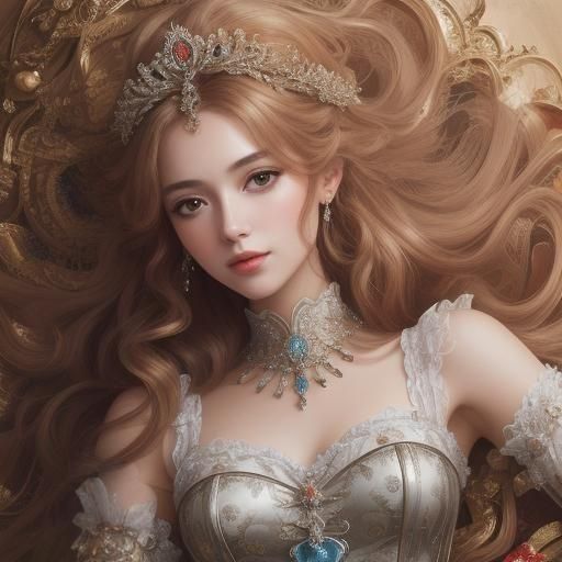 Gorgeous Princess in Ball Gown: A Cinematic Portrait in Oil...
