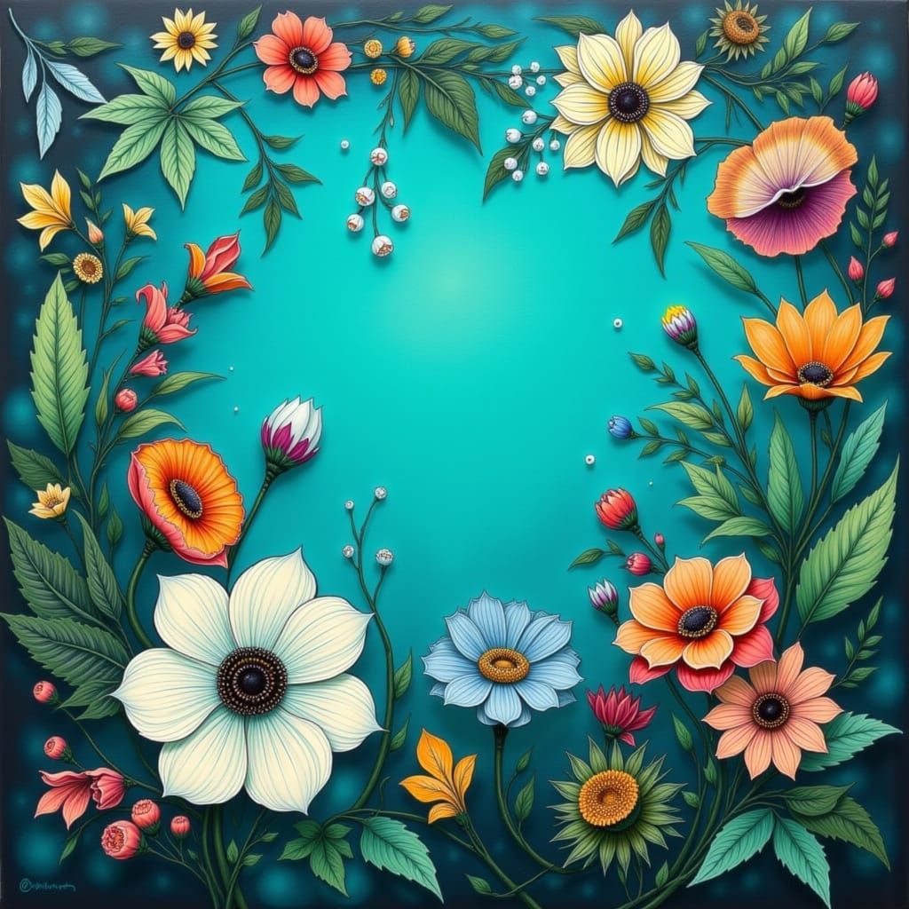 AI Generated Turquoise Love in Green and Blue