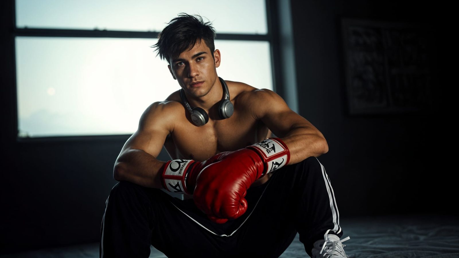 Chiseled Boxer Illuminated by Soft Moonlight
