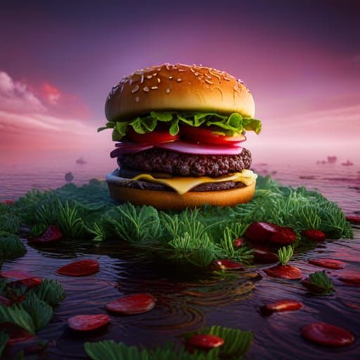 Impressionist Fantasy Hamburger in Splendid Detail