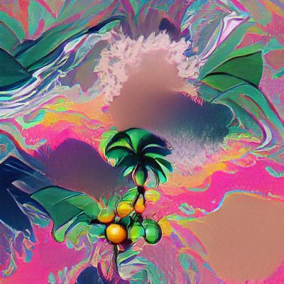 Vibrant Tropical Landscape in a Neon Acid Dream