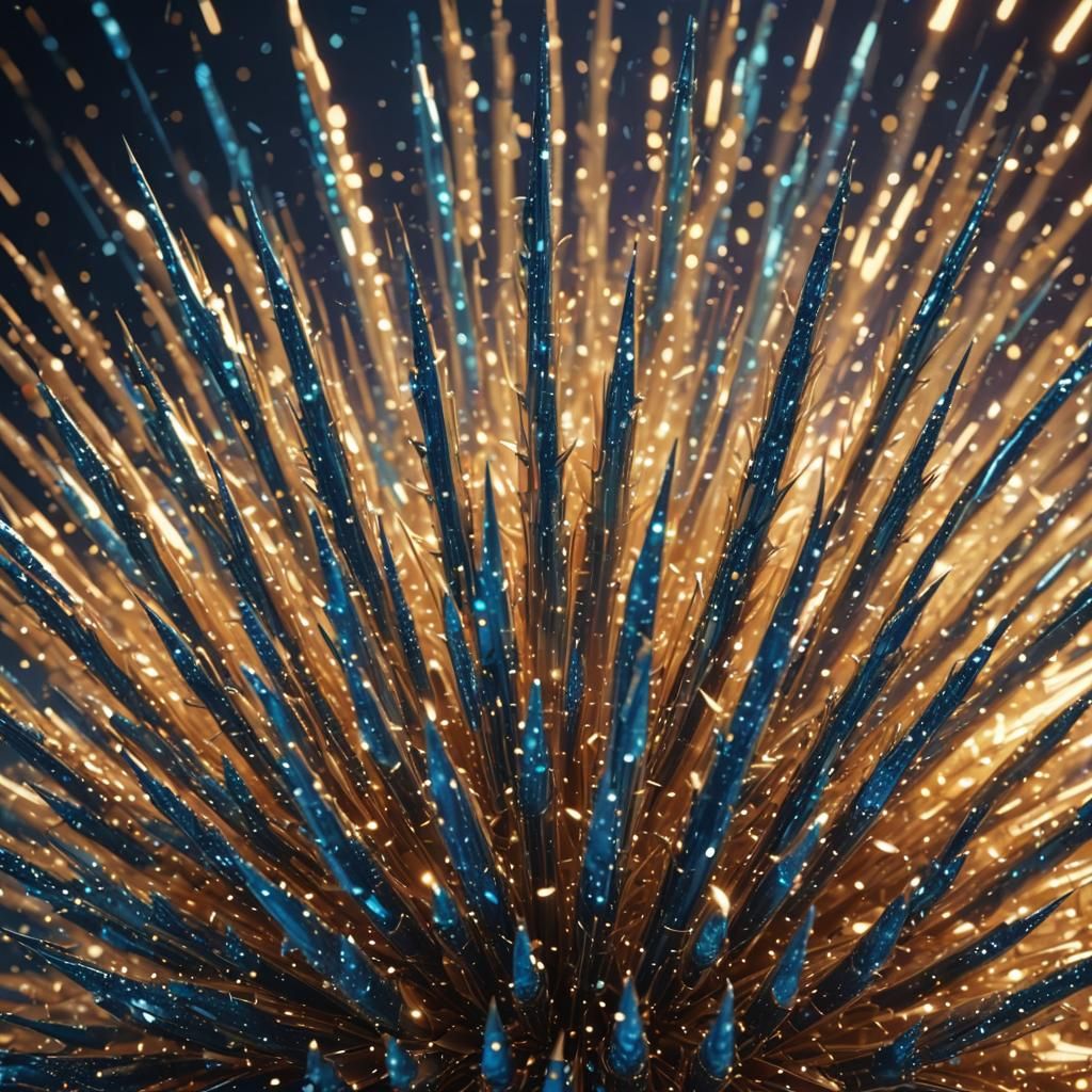 Vibrant Cinematic 3D Art with Glittering Spikes