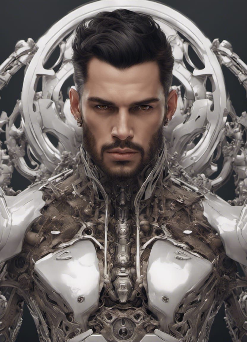 Futuristic Prince in Sci-Fi Landscape as Hyper-Realistic Acr...