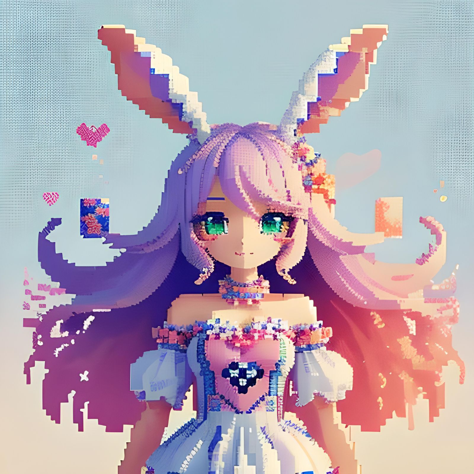 Pixel Bunnygirl in Whimsical Wonderland