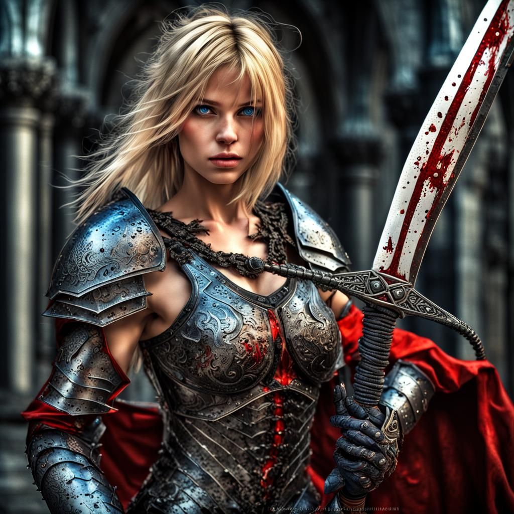 Warrior Goddess with Wings: Half Cat, Half Human, Armed for....